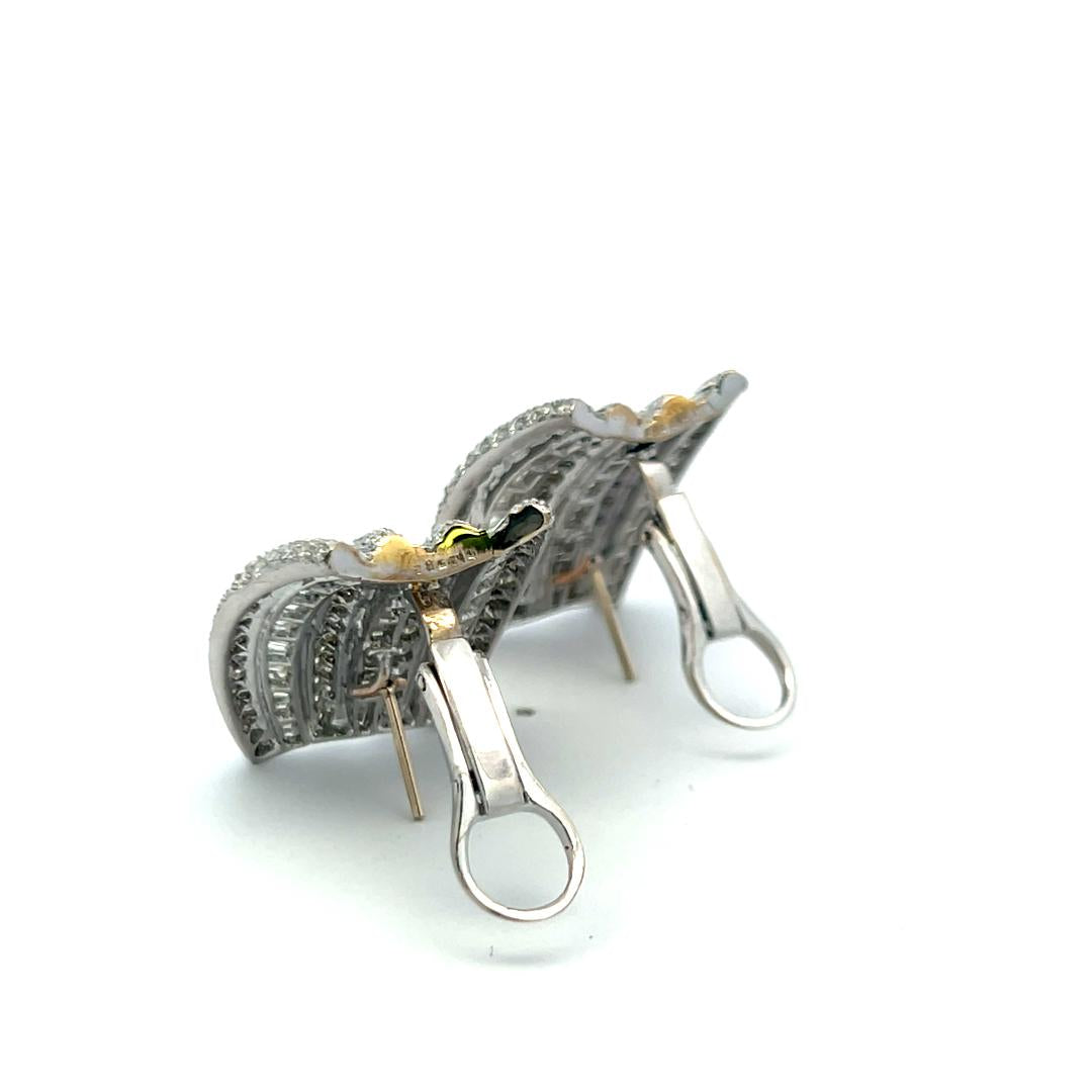 5.90ct Baguette & Round Brilliant Diamond Clip-On Earrings in 18K White Gold