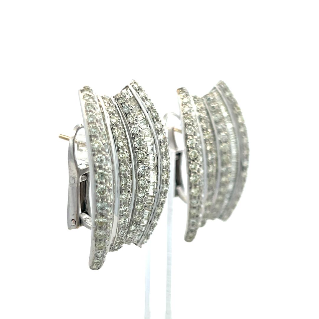 5.90ct Baguette & Round Brilliant Diamond Clip-On Earrings in 18K White Gold