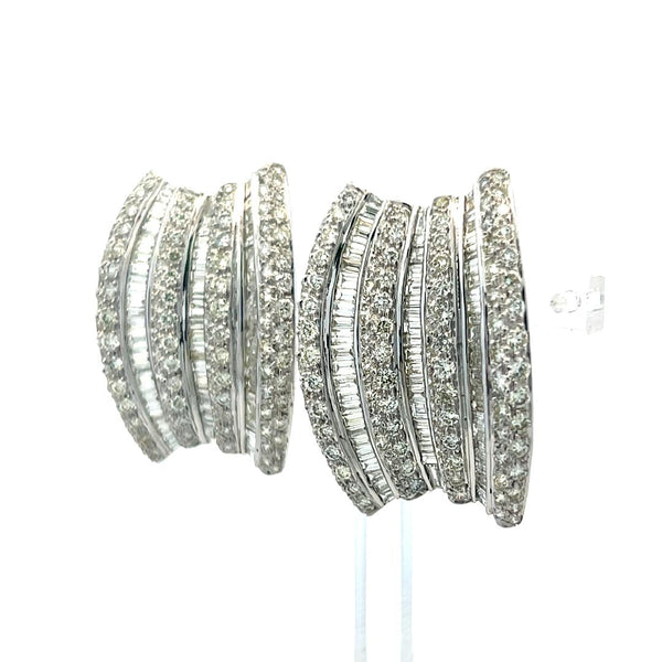 5.90ct Baguette & Round Brilliant Diamond Clip-On Earrings in 18K White Gold