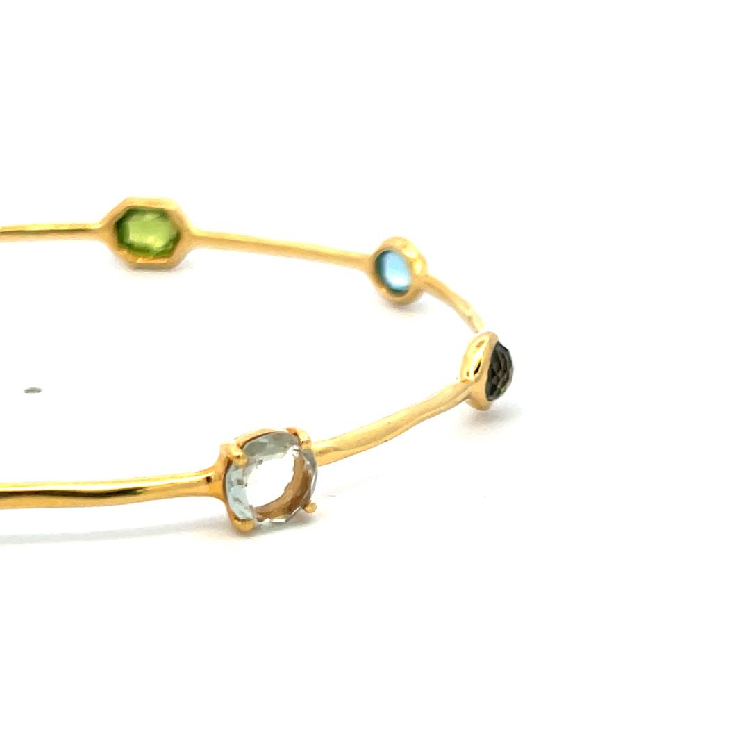 Ippolita 18K Yellow Gold Bangle Bracelet 6ct Aqua Marine and 2.5 Carat Peridot