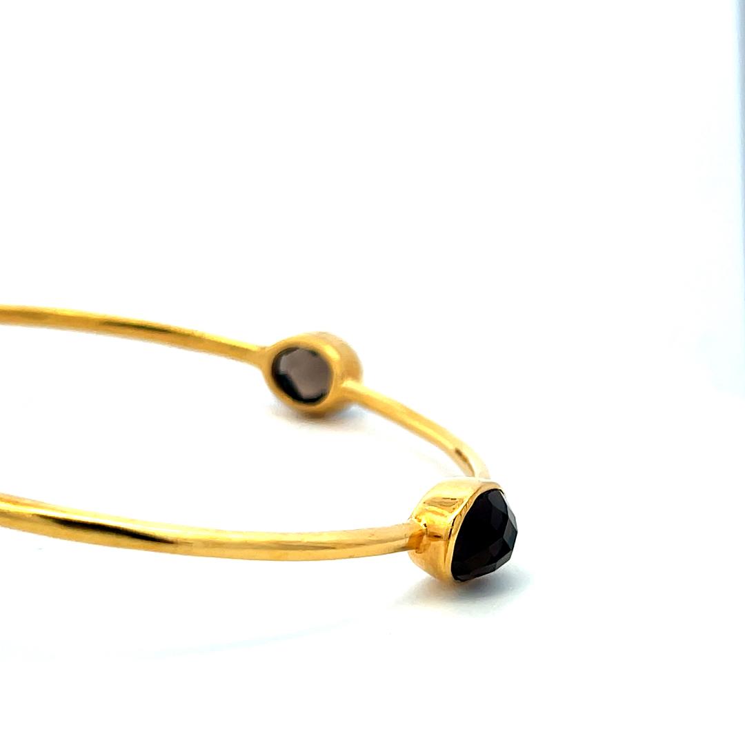 Vintage 12.00ct Smoky Quartz Bangle Bracelet in 18K Yellow Gold – 12.5 Grams