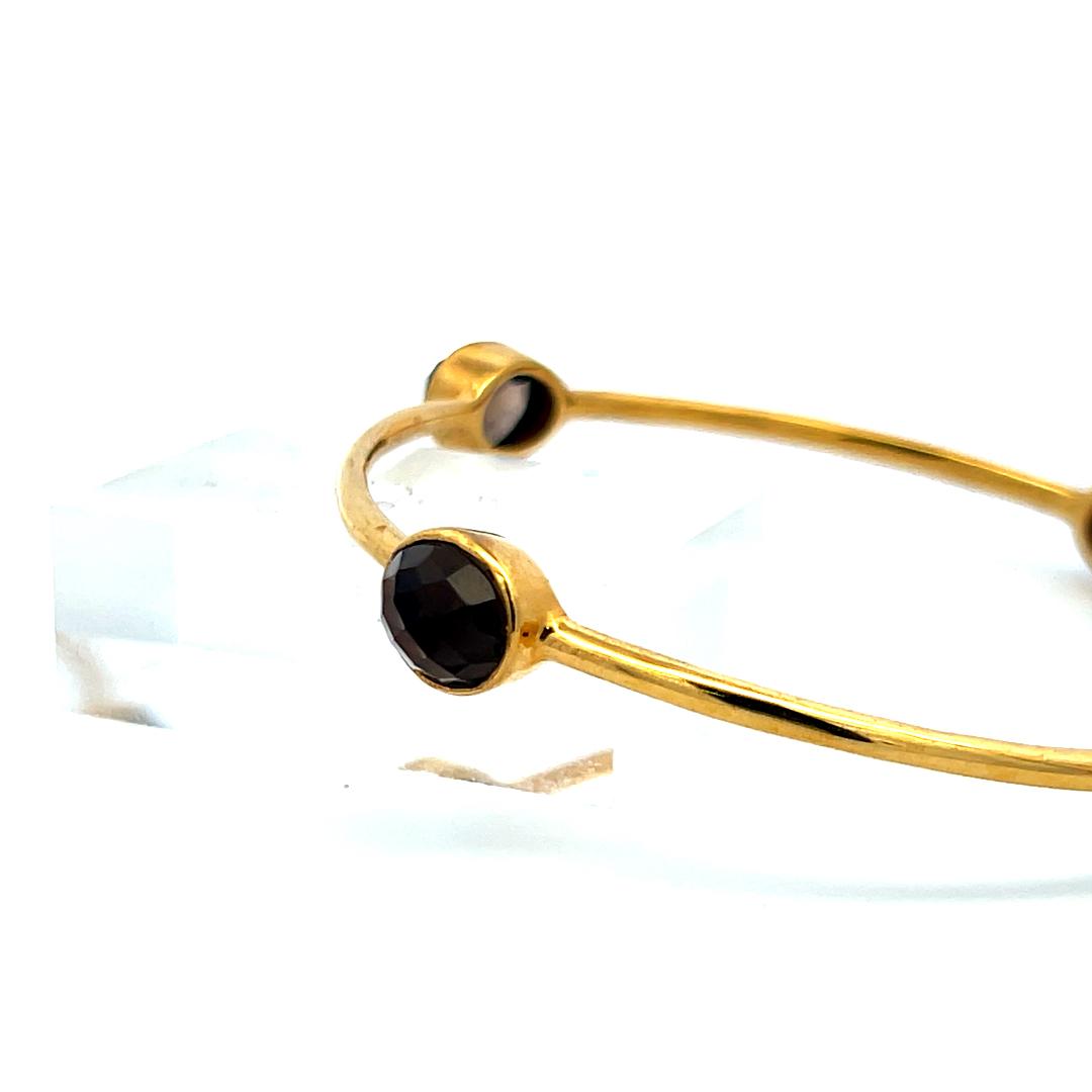 Vintage 12.00ct Smoky Quartz Bangle Bracelet in 18K Yellow Gold – 12.5 Grams