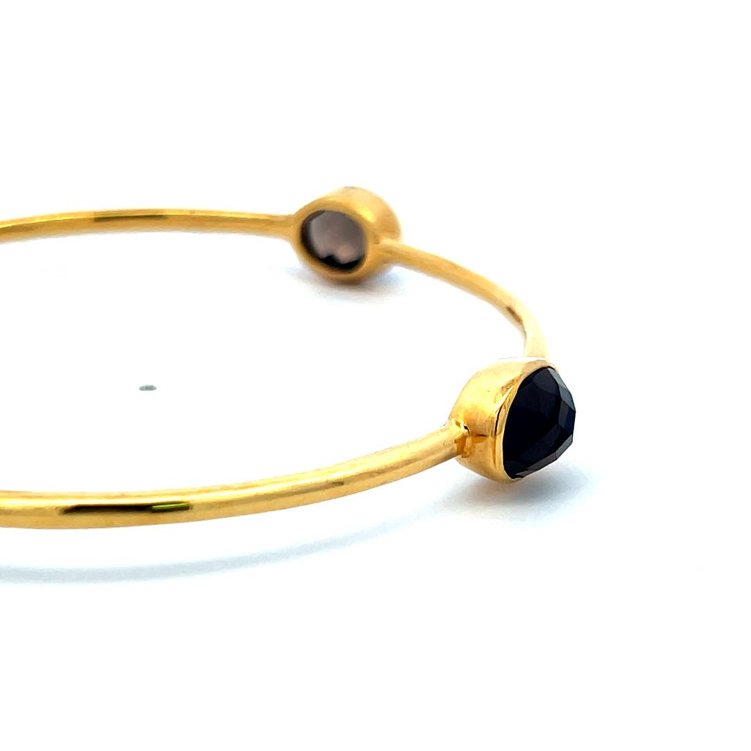 Vintage 12.00ct Smoky Quartz Bangle Bracelet in 18K Yellow Gold – 12.5 Grams