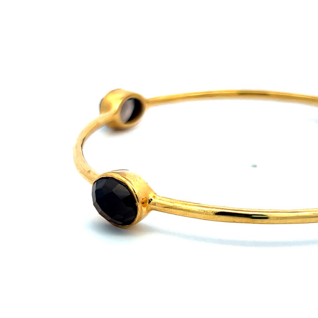 Vintage 12.00ct Smoky Quartz Bangle Bracelet in 18K Yellow Gold – 12.5 Grams