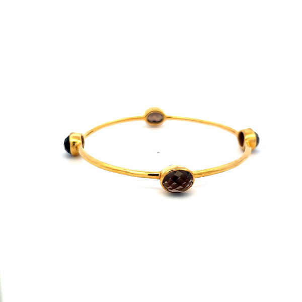 Vintage 12.00ct Smoky Quartz Bangle Bracelet in 18K Yellow Gold – 12.5 Grams