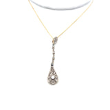 0.23 Carat Old European Cut Diamond 14 Karat Two Tone Gold Pendant Necklace