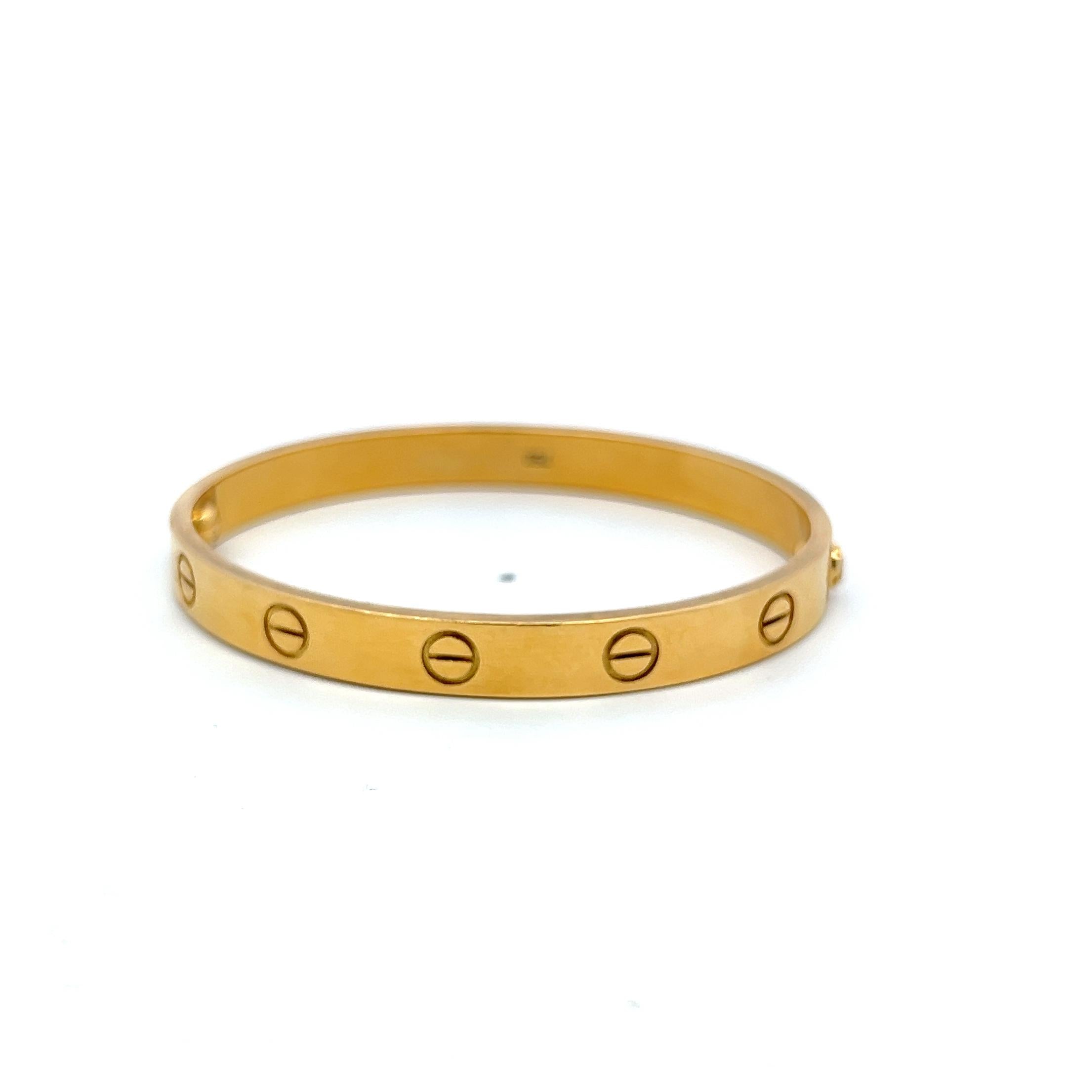 Cartier 18K Yellow Gold Love Bracelet Size 16