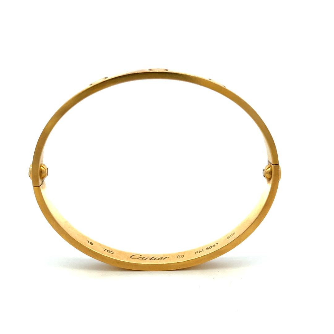 Cartier 18K Yellow Gold Love Bracelet Size 16