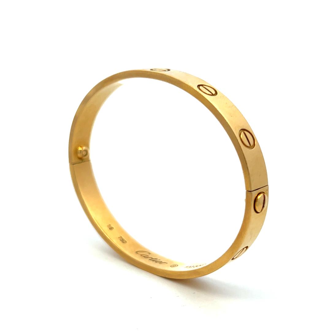 Cartier 18K Yellow Gold Love Bracelet Size 16