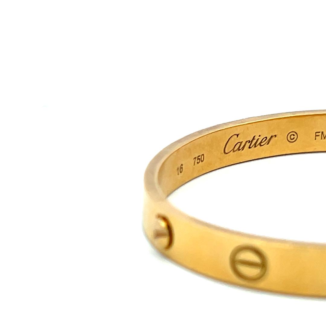Cartier 18K Yellow Gold Love Bracelet Size 16