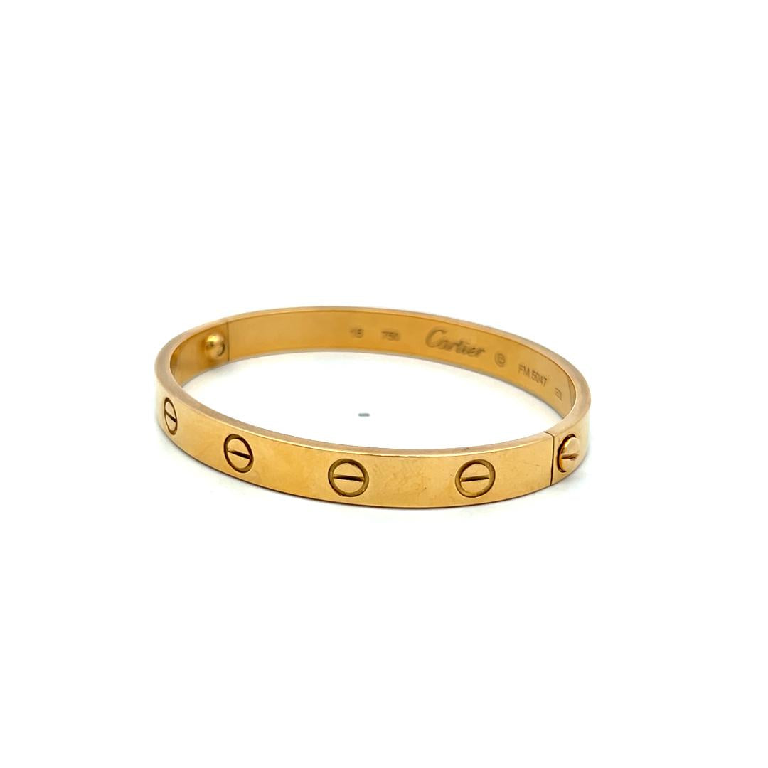 Cartier 18K Yellow Gold Love Bracelet Size 16