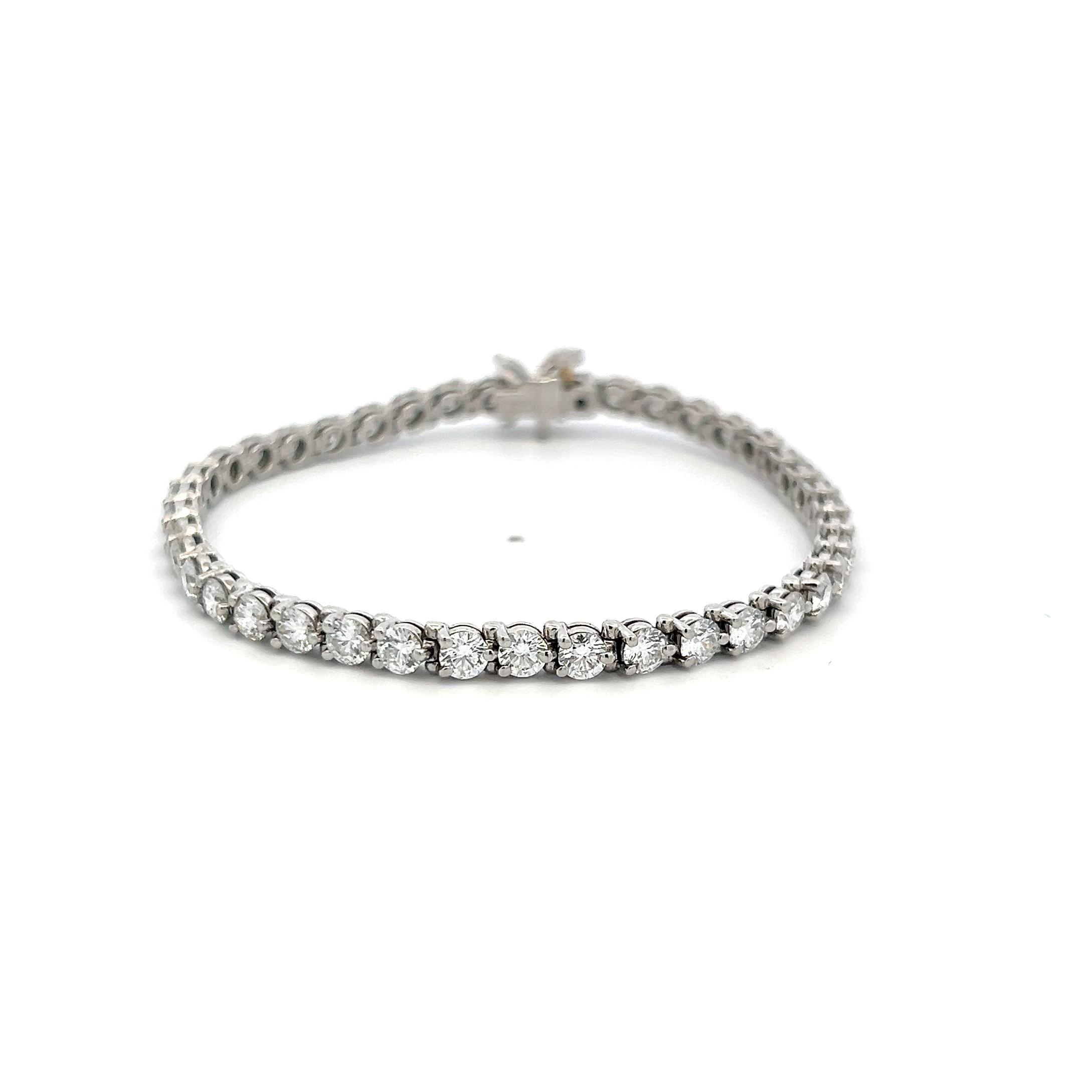 Tiffany & Co Platinum Tennis Bracelet with 6.53 Ct Round & Marquis F VS Diamonds