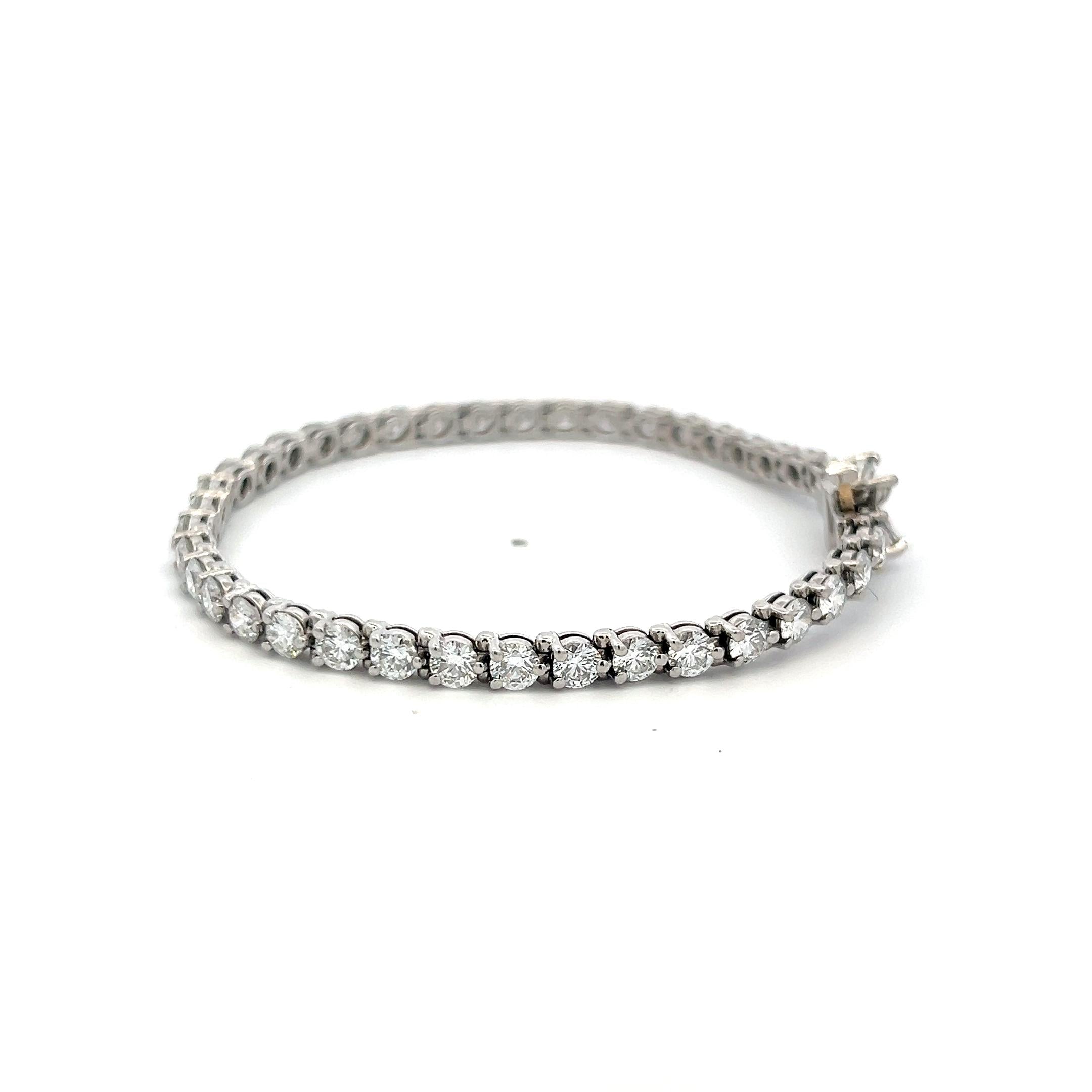 Tiffany & Co Platinum Tennis Bracelet with 6.53 Ct Round & Marquis F VS Diamonds