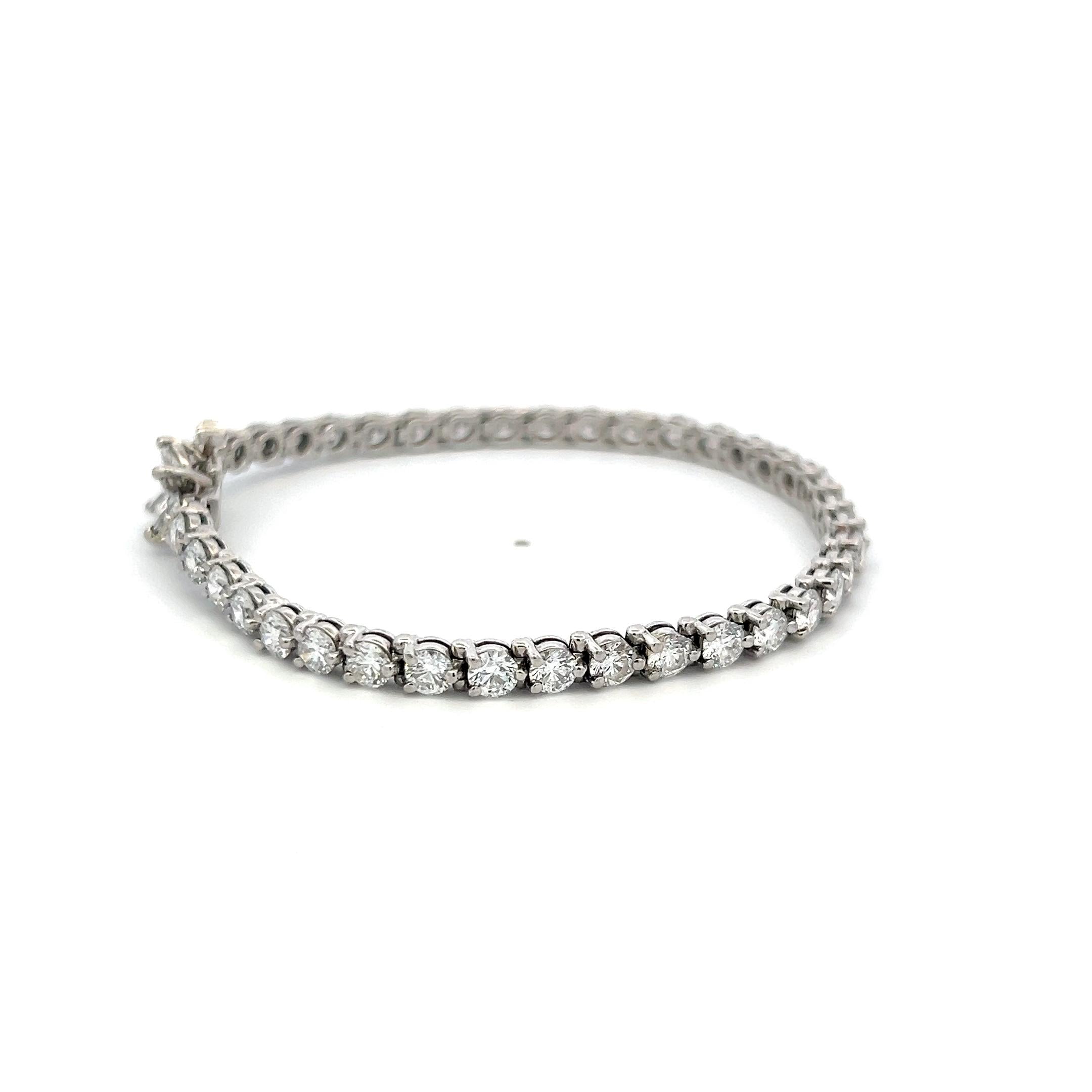 Tiffany & Co Platinum Tennis Bracelet with 6.53 Ct Round & Marquis F VS Diamonds
