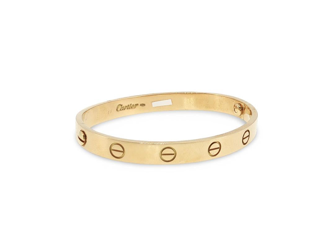 Cartier Vintage 18K Yellow Gold Love Bracelet 29.3 Grams Size 16