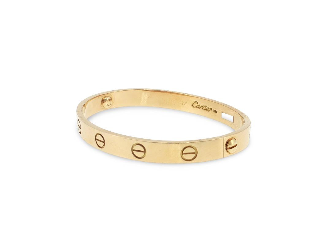 Cartier Vintage 18K Yellow Gold Love Bracelet 29.3 Grams Size 16