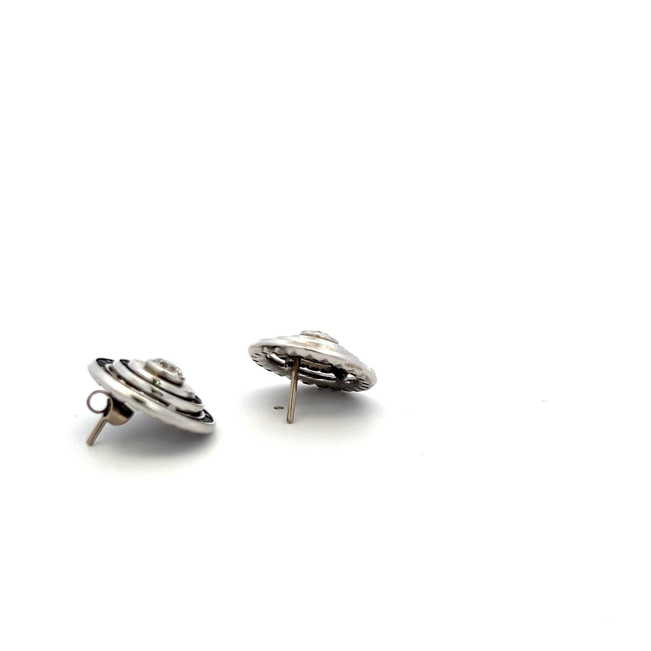 14K WG Stud Earrings with 1 Carat Circular I SI Diamonds & 3.85 Carat Sapphire