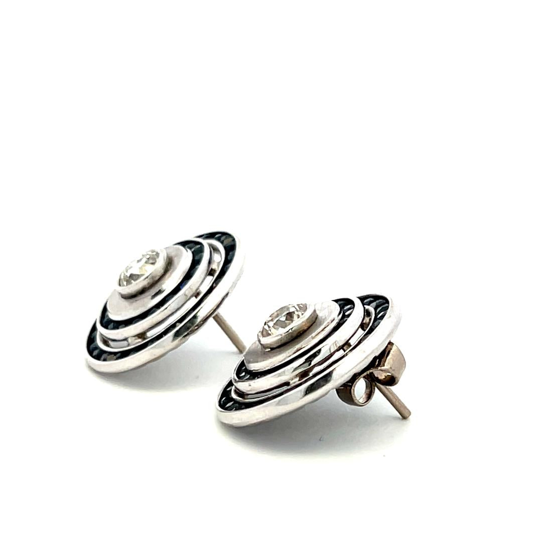 14K WG Stud Earrings with 1 Carat Circular I SI Diamonds & 3.85 Carat Sapphire