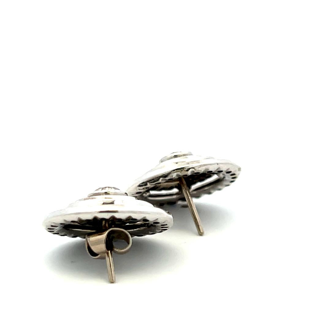14K WG Stud Earrings with 1 Carat Circular I SI Diamonds & 3.85 Carat Sapphire