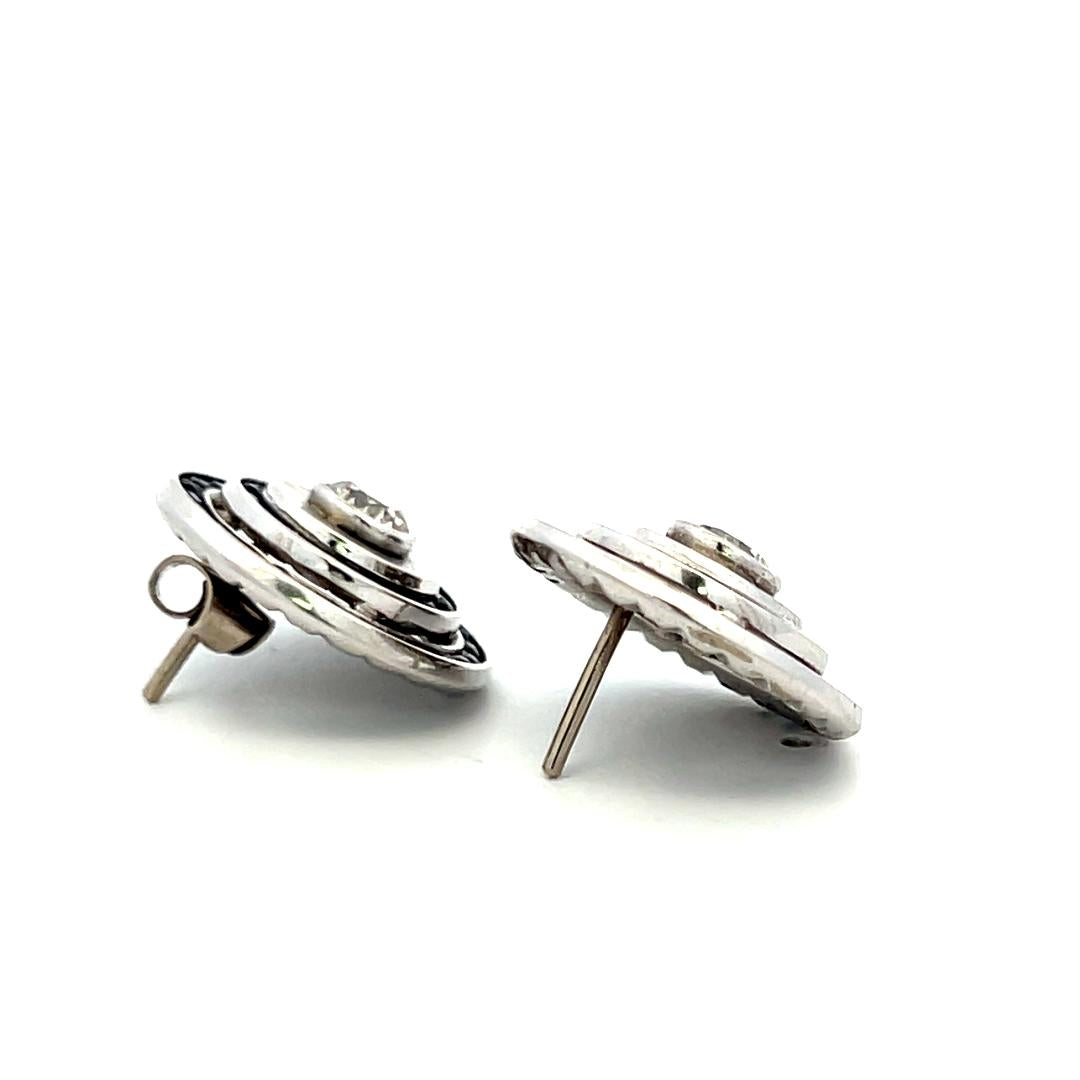 14K WG Stud Earrings with 1 Carat Circular I SI Diamonds & 3.85 Carat Sapphire