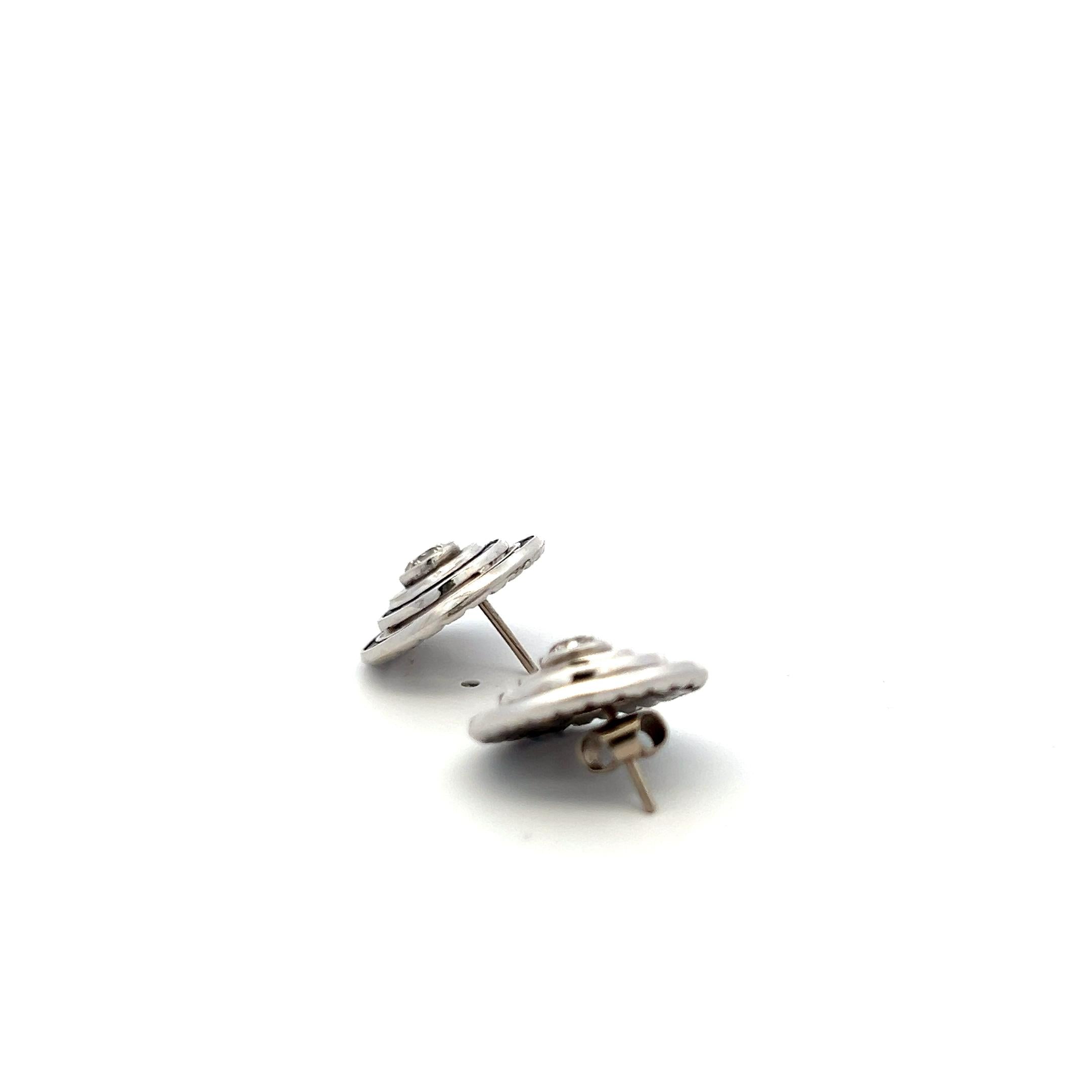 14K WG Stud Earrings with 1 Carat Circular I SI Diamonds & 3.85 Carat Sapphire