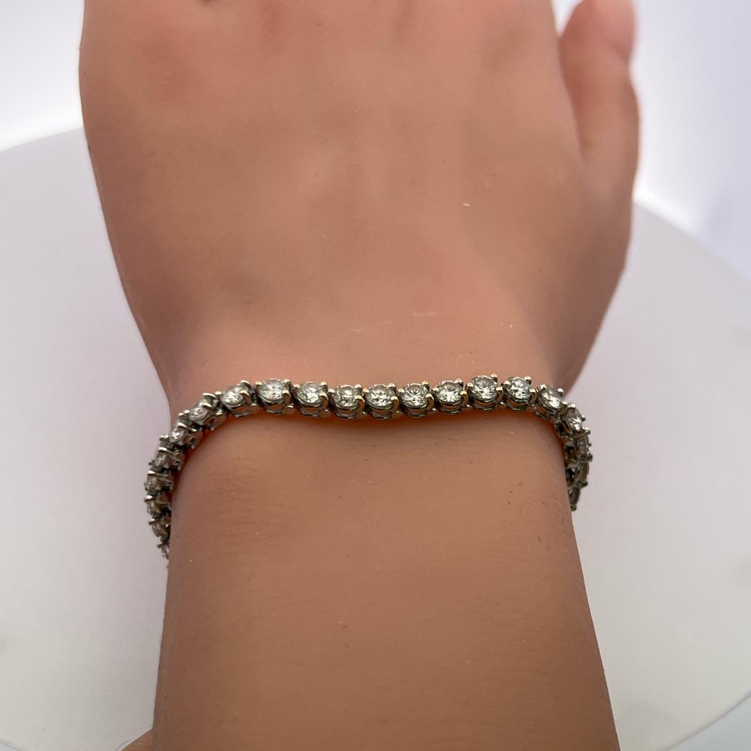 7.20ct Round Brilliant Diamond 18K White Gold Tennis Bracelet