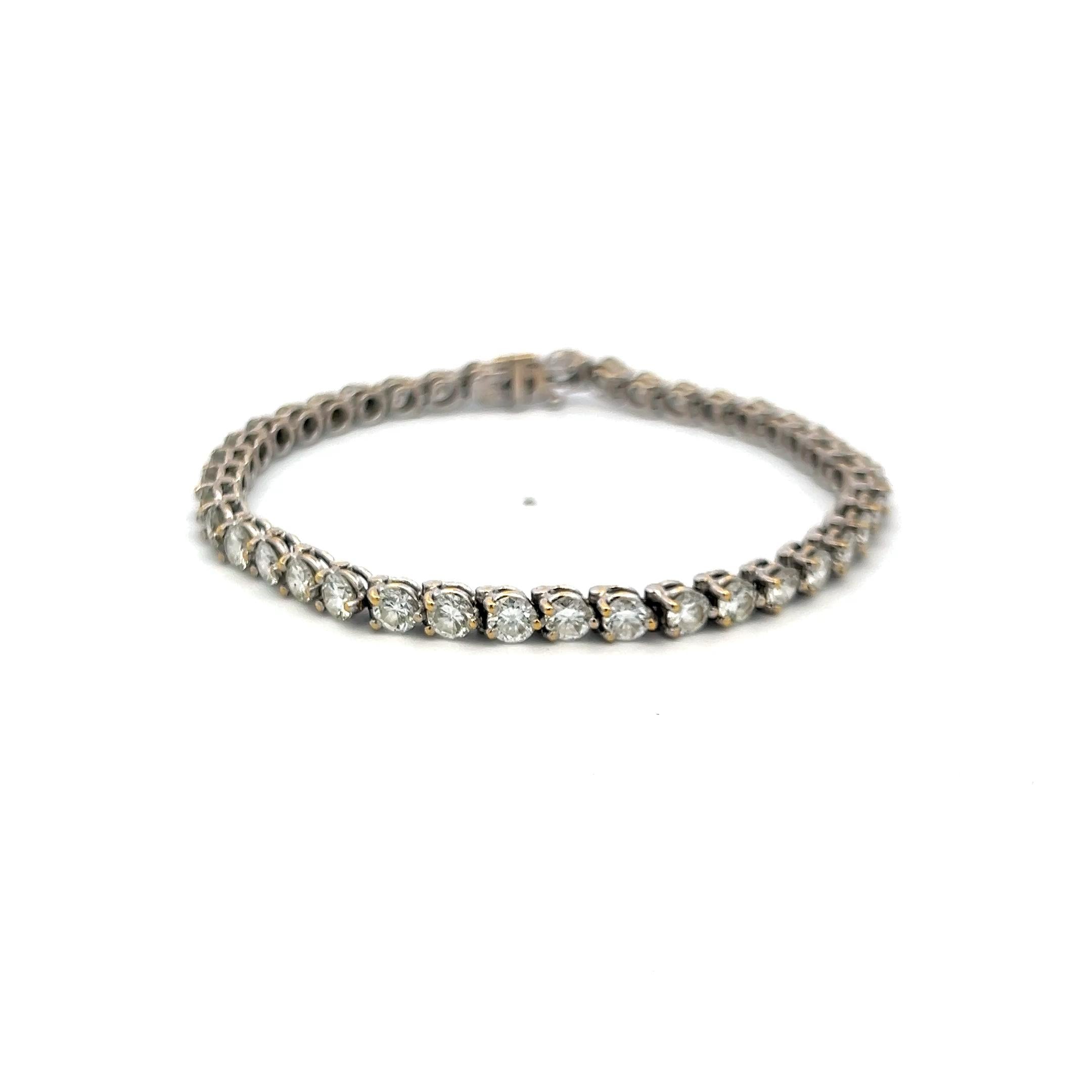 7.20ct Round Brilliant Diamond 18K White Gold Tennis Bracelet