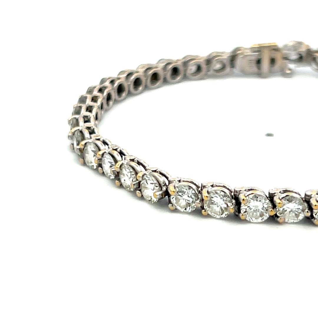 7.20ct Round Brilliant Diamond 18K White Gold Tennis Bracelet