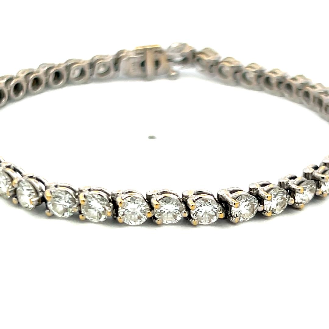 7.20ct Round Brilliant Diamond 18K White Gold Tennis Bracelet