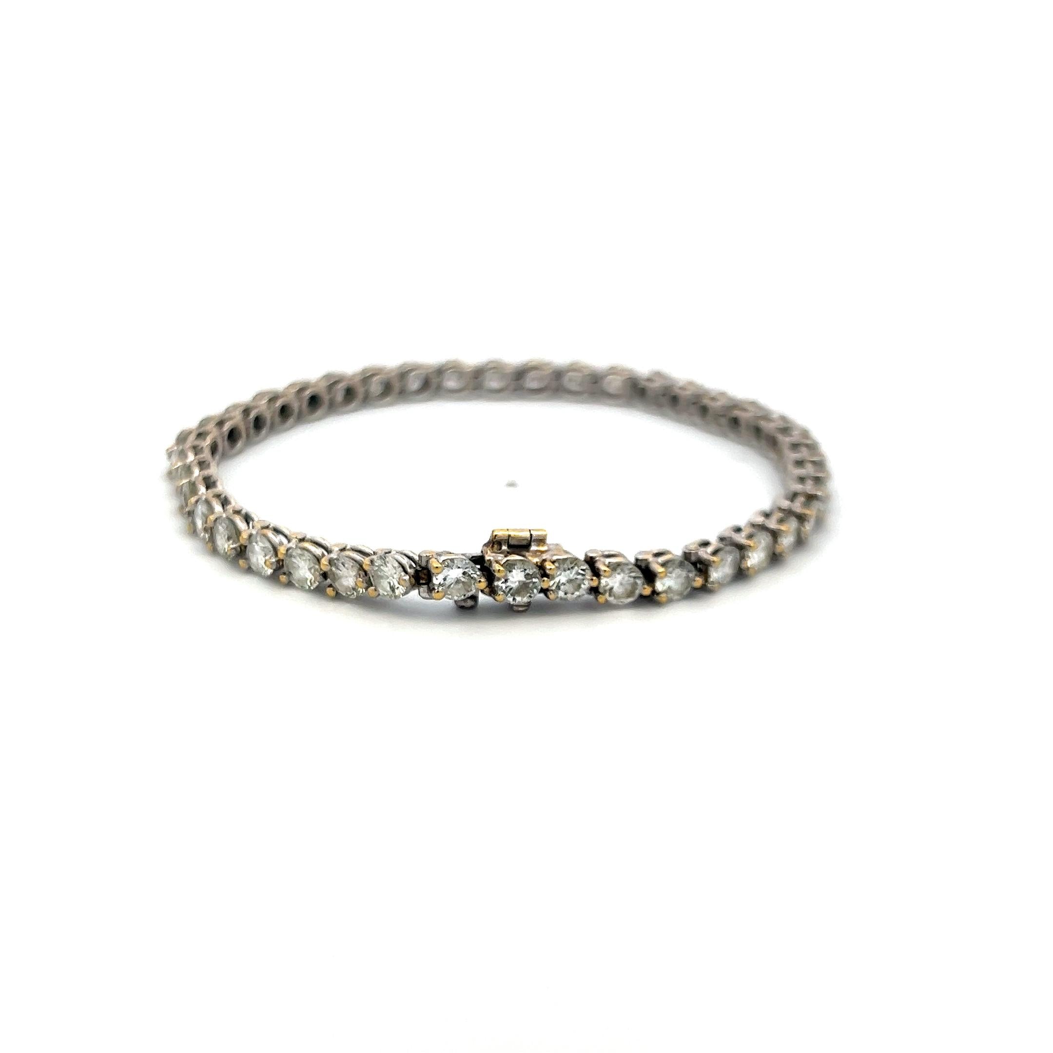 7.20ct Round Brilliant Diamond 18K White Gold Tennis Bracelet