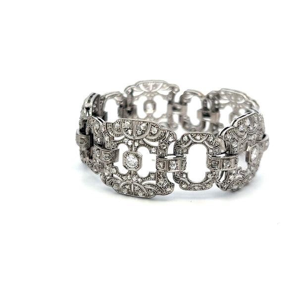2.75ct Art Deco Platinum Bracelet with Rose Cut & Brilliant Diamonds