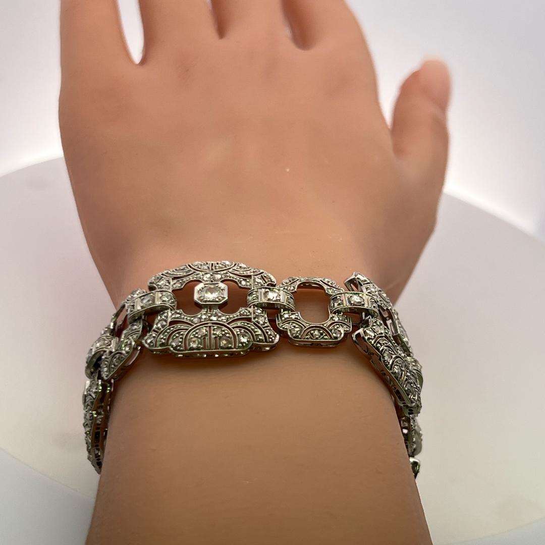 Vintage Platinum Art Deco Bracelet with 2.75ct Circular & Rose Cut Diamonds