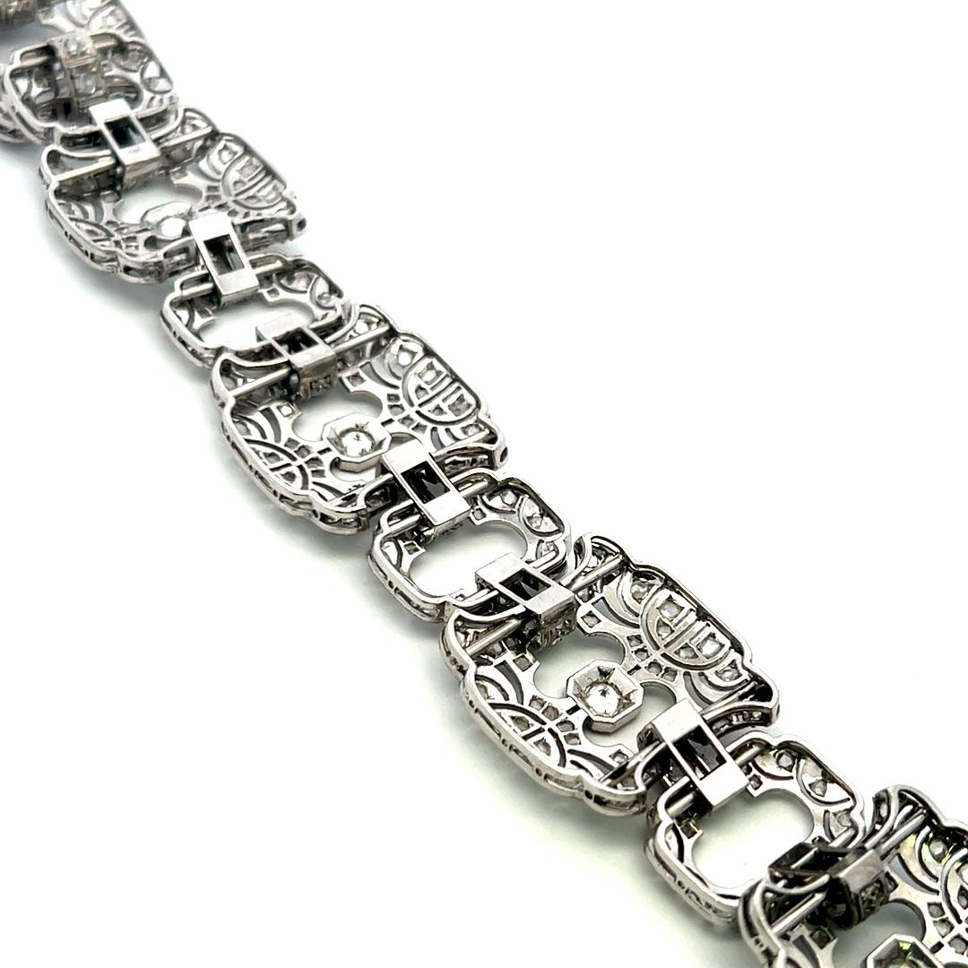 Vintage Platinum Art Deco Bracelet with 2.75ct Circular & Rose Cut Diamonds