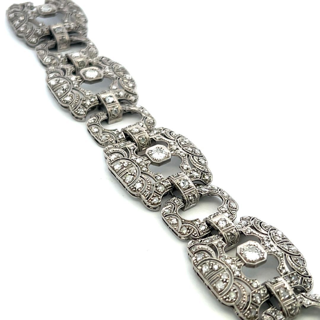 Vintage Platinum Art Deco Bracelet with 2.75ct Circular & Rose Cut Diamonds