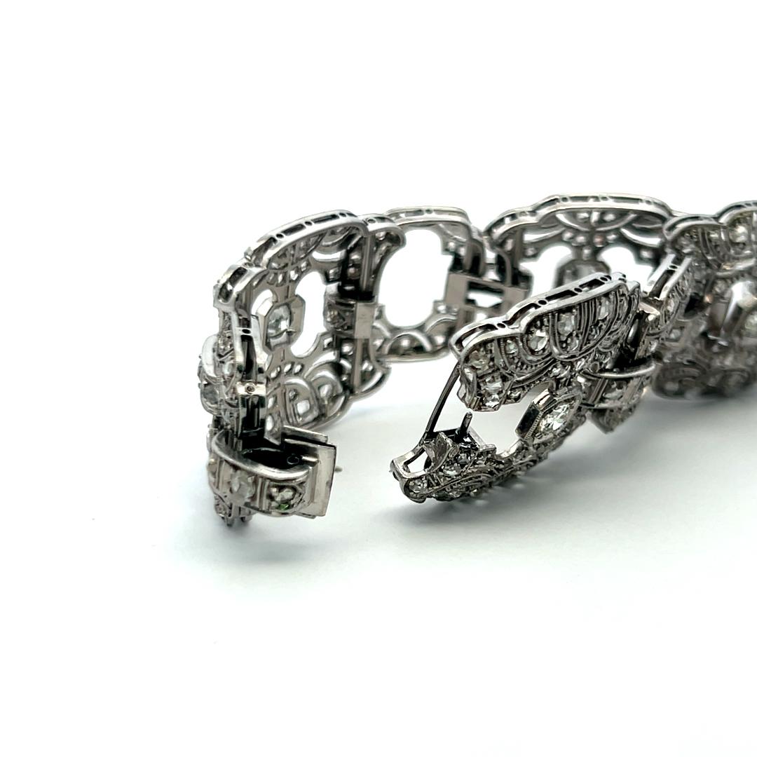 Vintage Platinum Art Deco Bracelet with 2.75ct Circular & Rose Cut Diamonds
