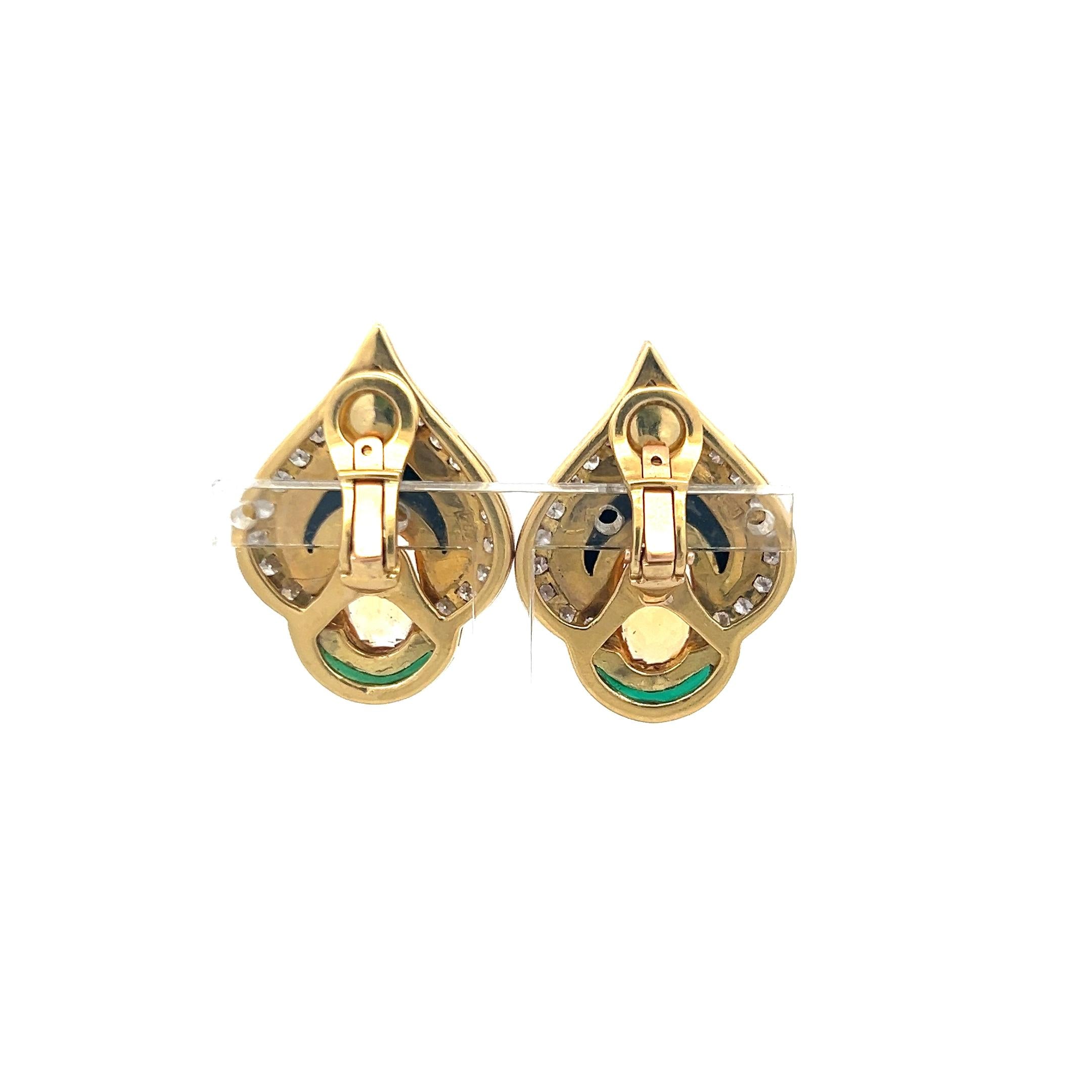 18K Yellow Gold Clip-On Earrings with 1.3 Carat Round Diamonds & 7 Carat Citrine