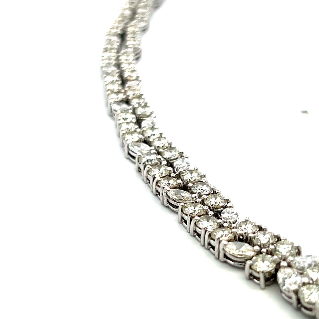 5.00ct Sapphire 34.00ct Diamond 18K White Gold Riviera Necklace