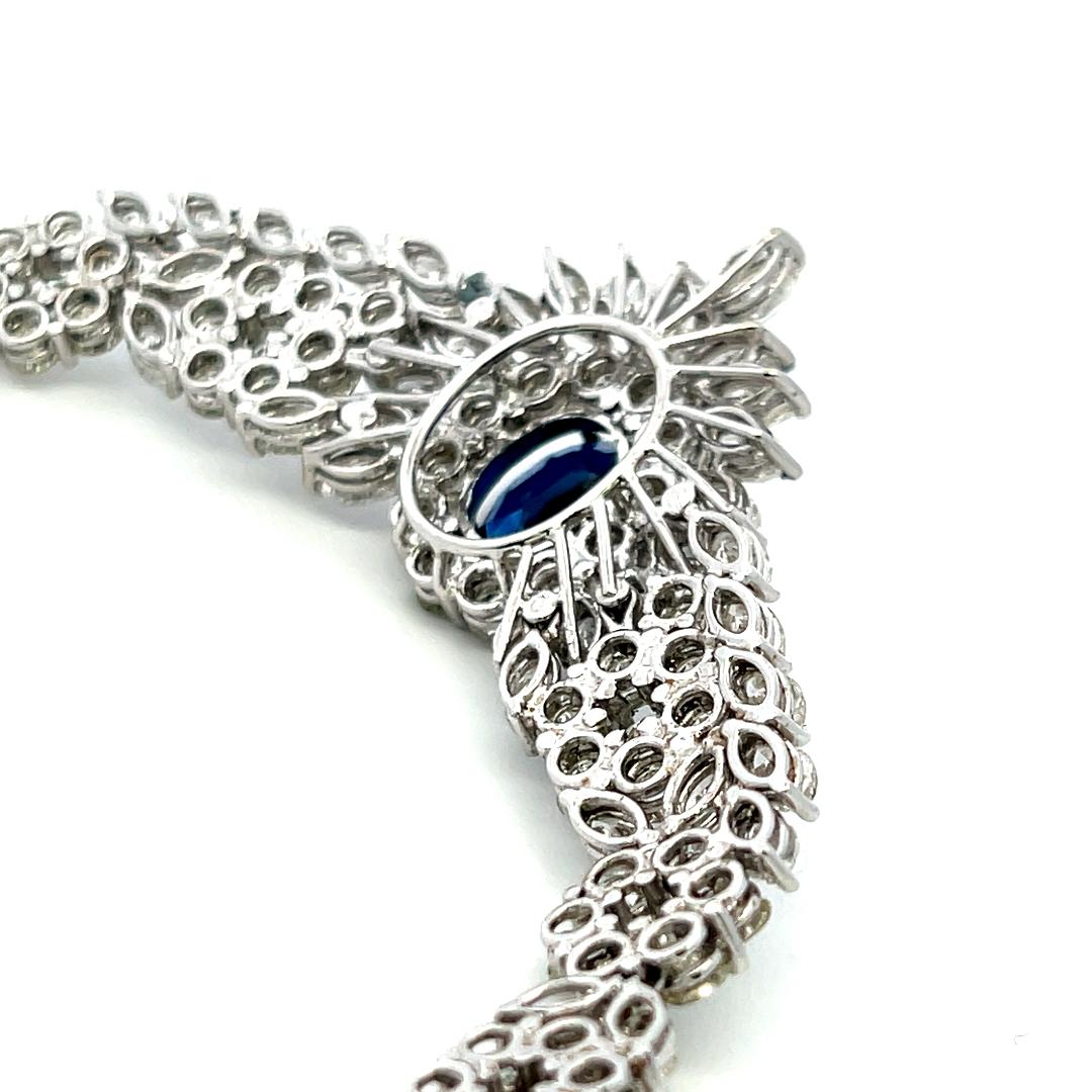 5.00ct Sapphire 34.00ct Diamond 18K White Gold Riviera Necklace