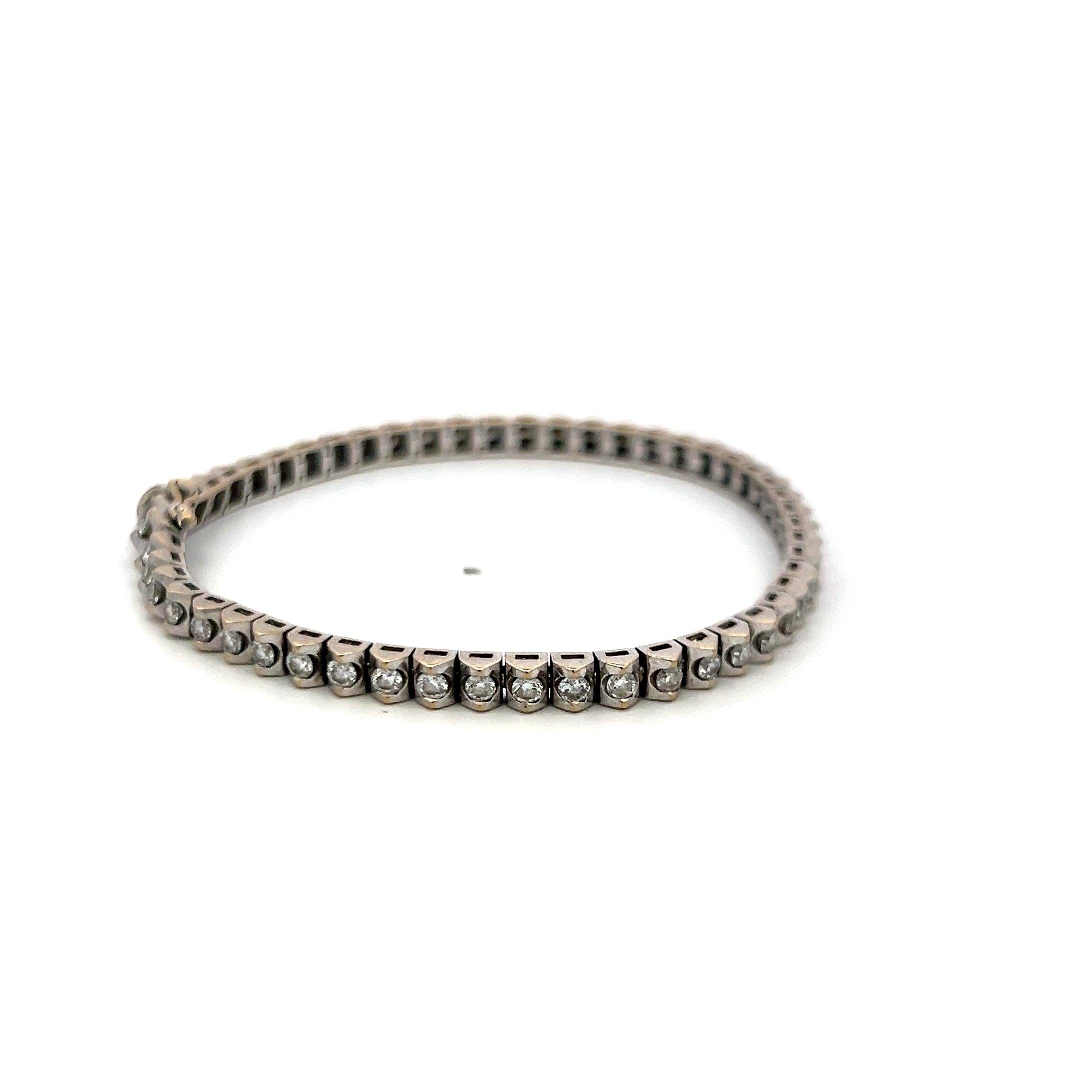 2.50ct Diamond 18K White Gold Vintage Tennis Bracelet