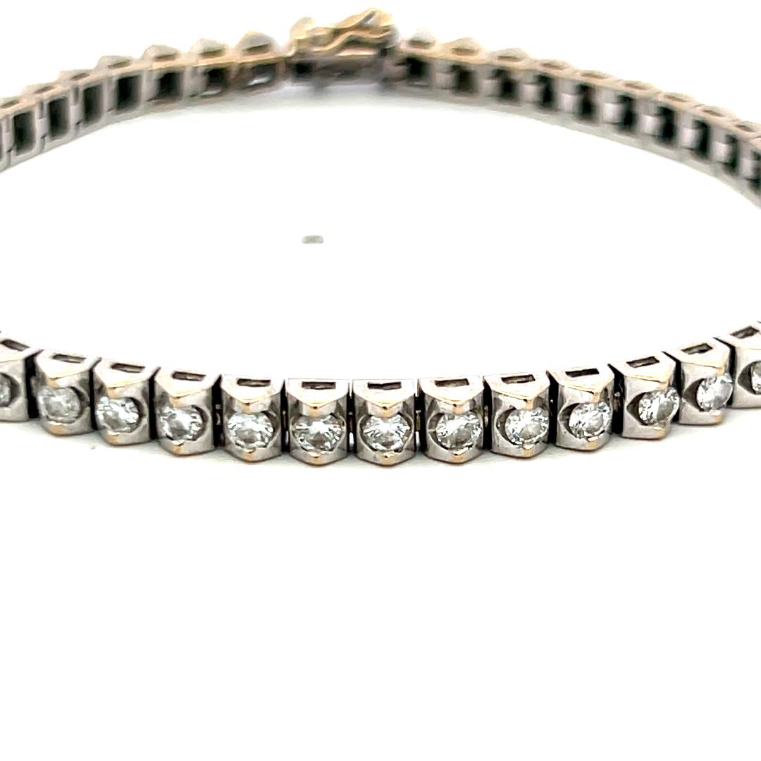 2.50ct Diamond 18K White Gold Vintage Tennis Bracelet