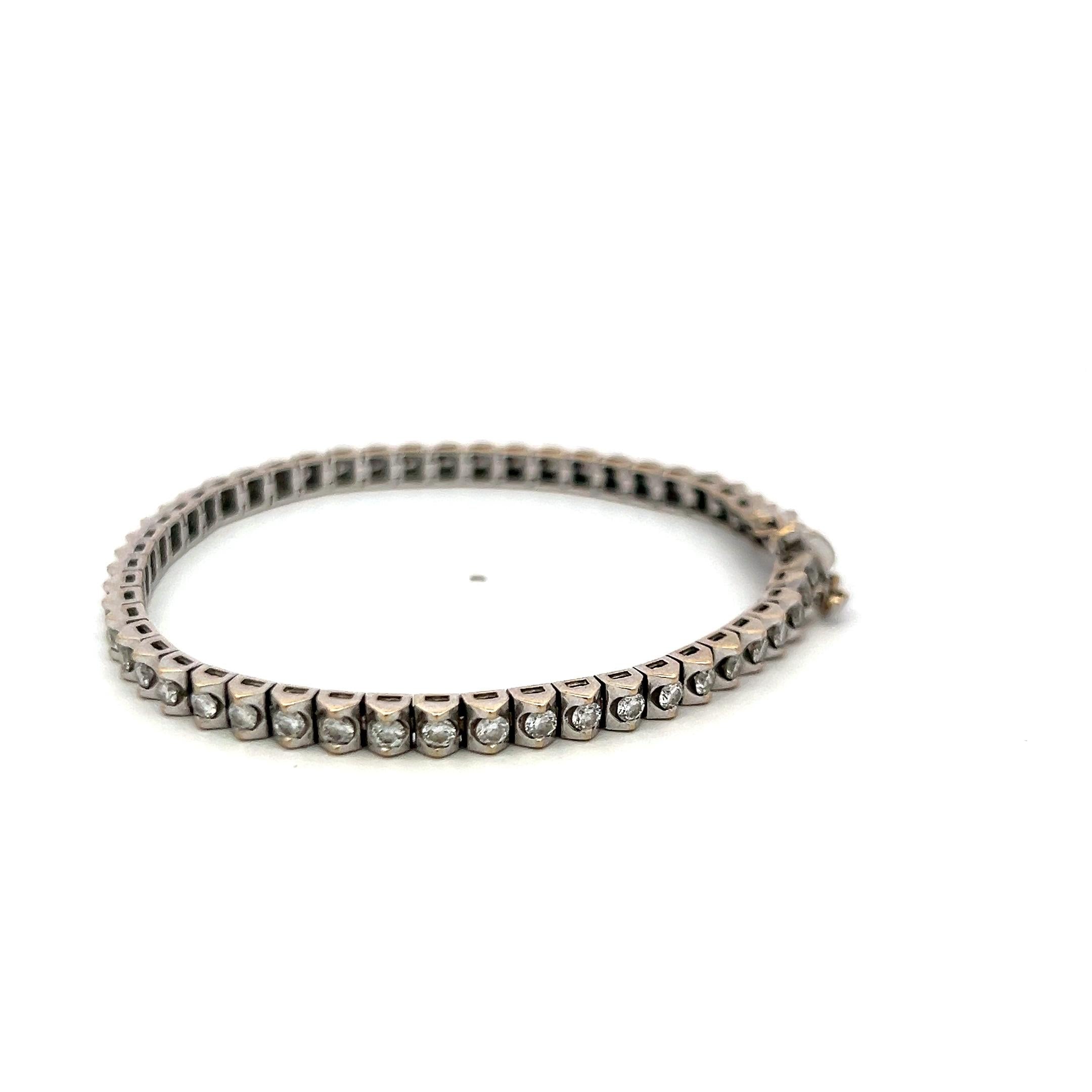 2.50ct Diamond 18K White Gold Vintage Tennis Bracelet