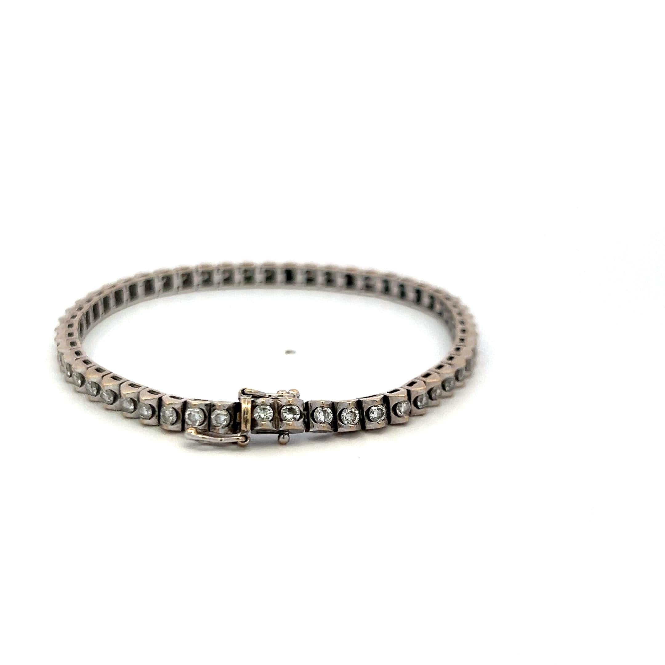 2.50ct Diamond 18K White Gold Vintage Tennis Bracelet