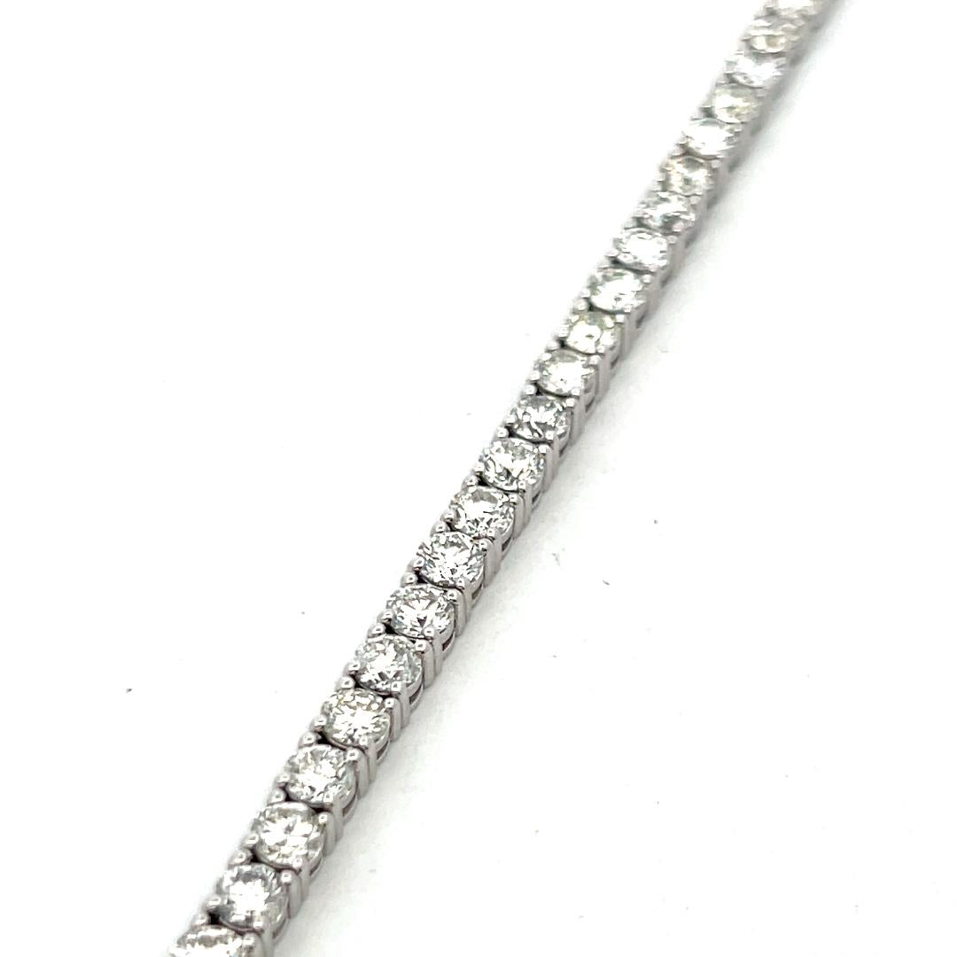 New 14K White Gold Tennis Bracelet with 9.53 Carat Round H VS Diamonds