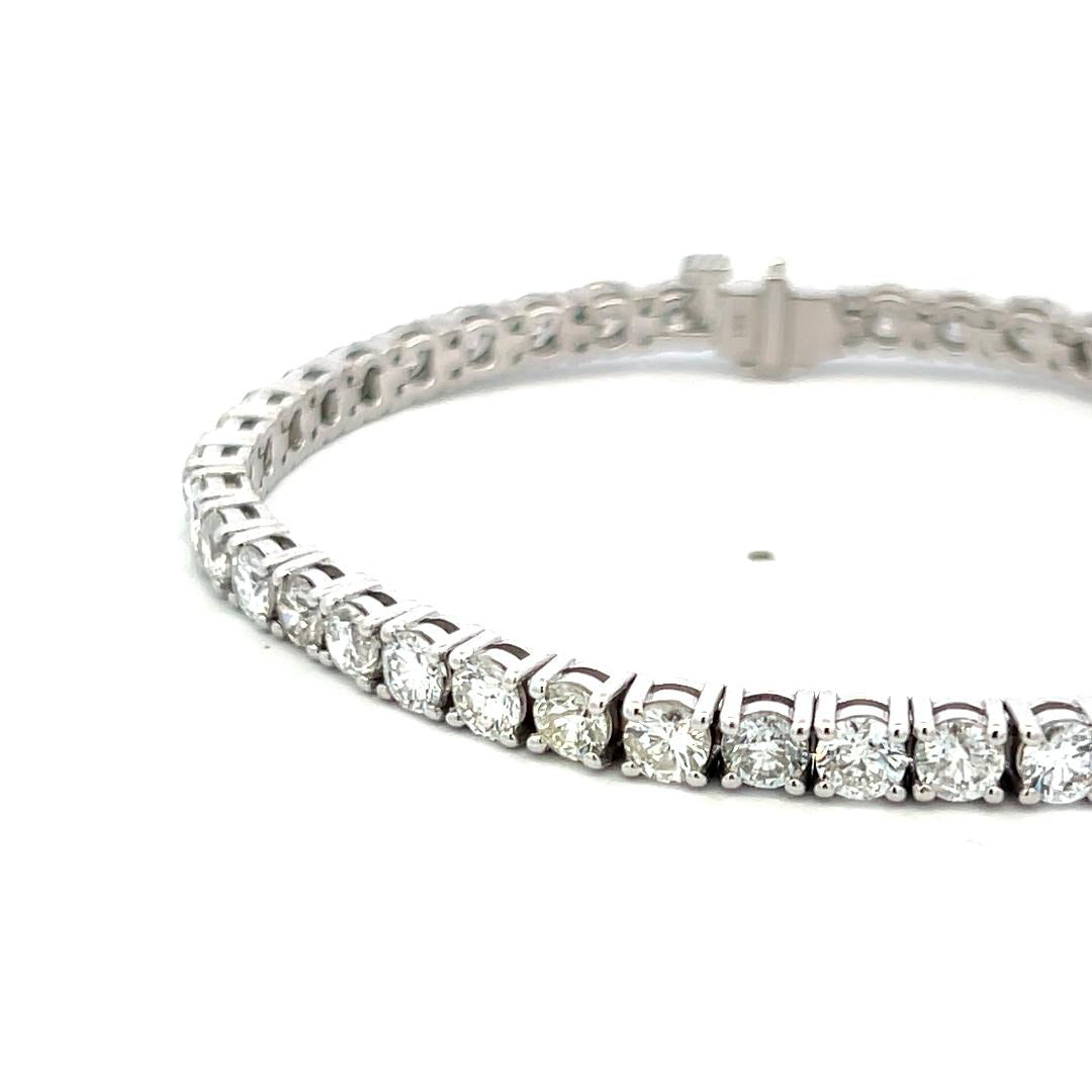 New 14K White Gold Tennis Bracelet with 9.53 Carat Round H VS Diamonds