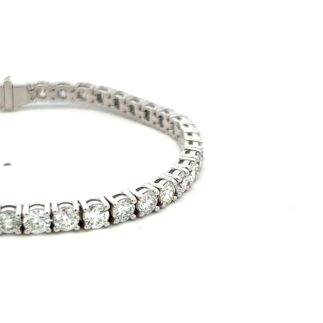 New 14K White Gold Tennis Bracelet with 9.53 Carat Round H VS Diamonds