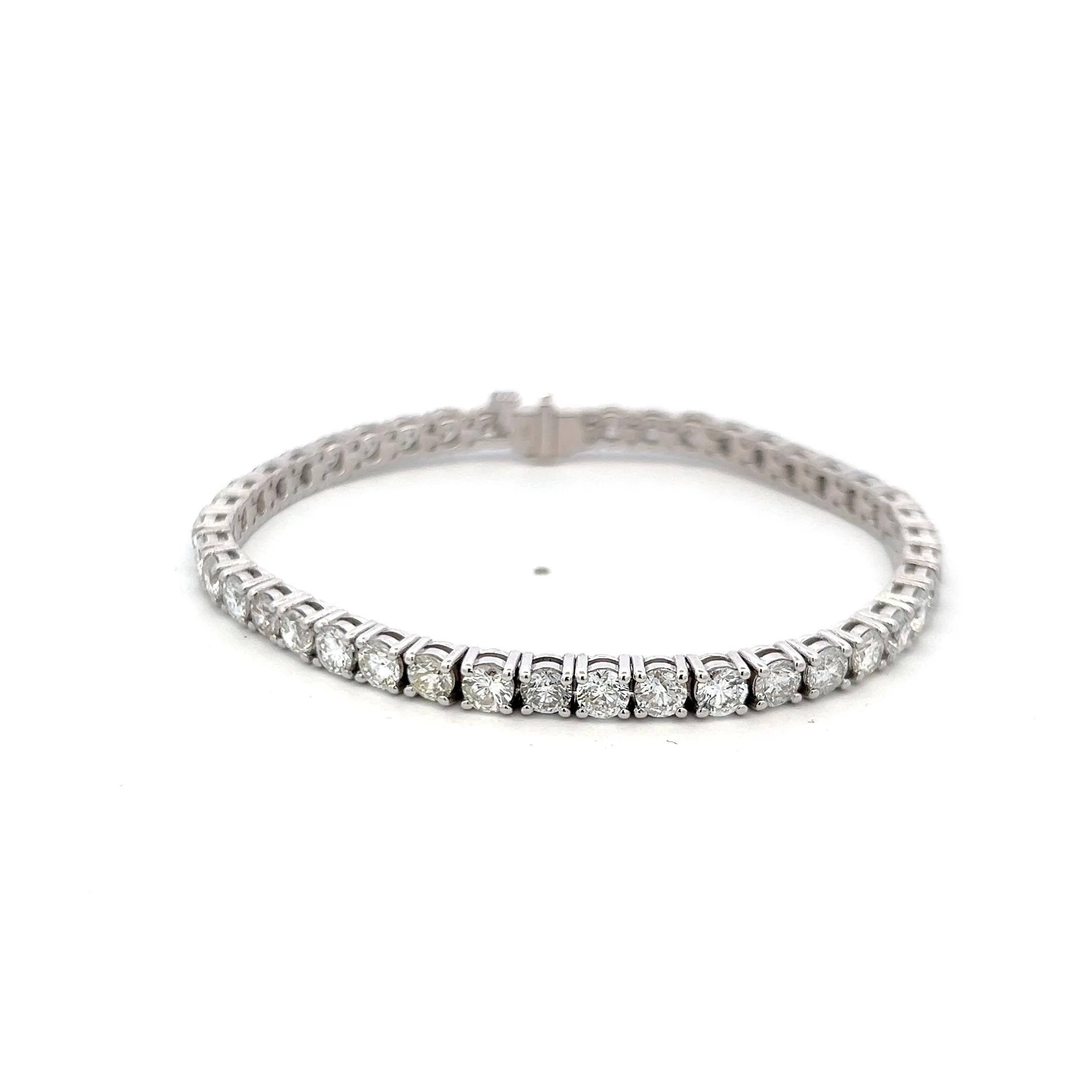 New 14K White Gold Tennis Bracelet with 9.53 Carat Round H VS Diamonds