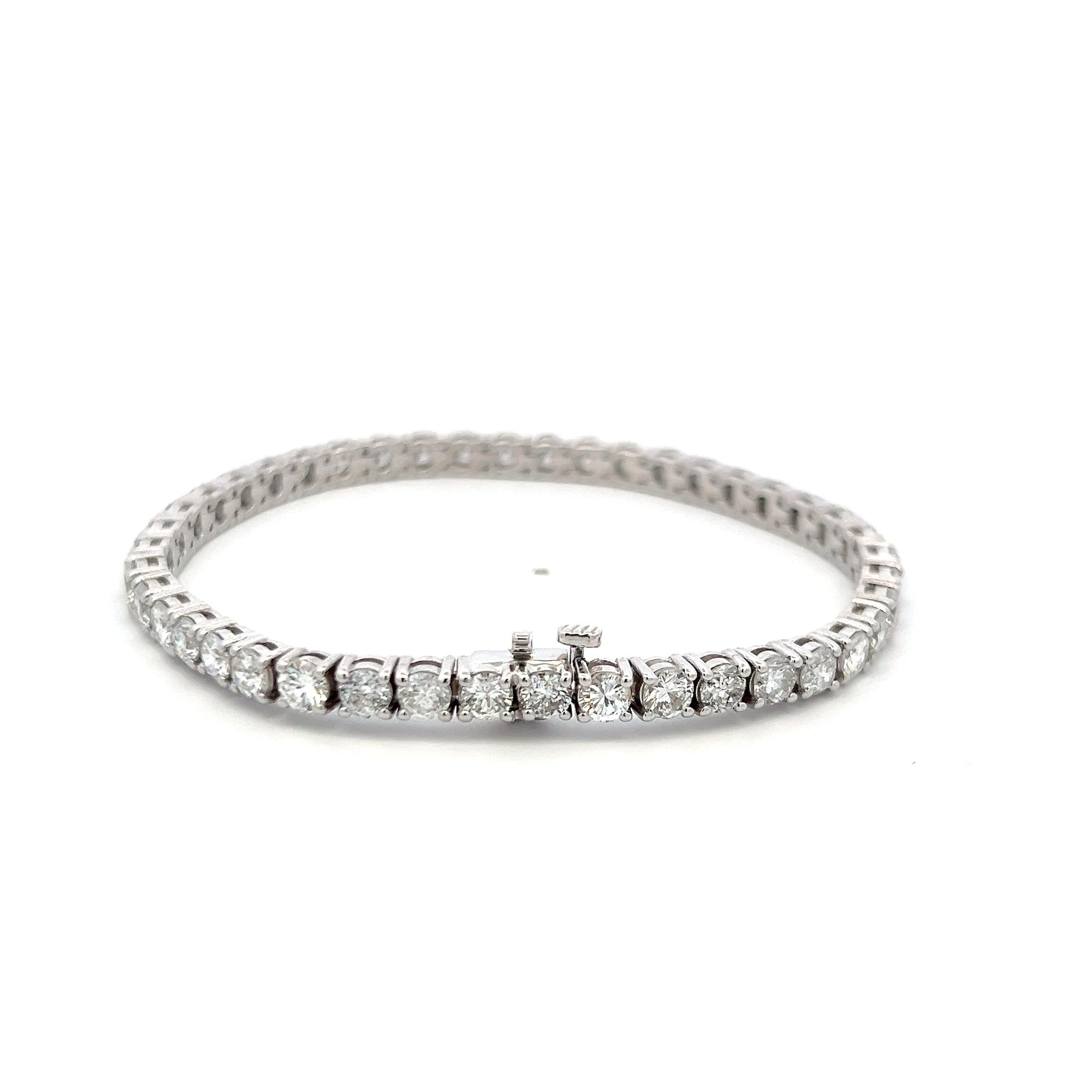 New 14K White Gold Tennis Bracelet with 9.53 Carat Round H VS Diamonds