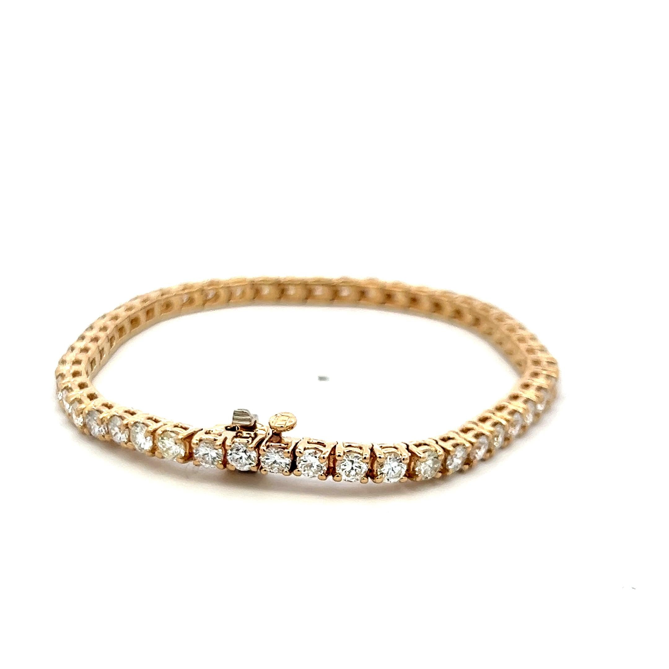 Vintage 14K White Gold Tennis Bracelet with 6.35 Carat Round G-VS Diamonds