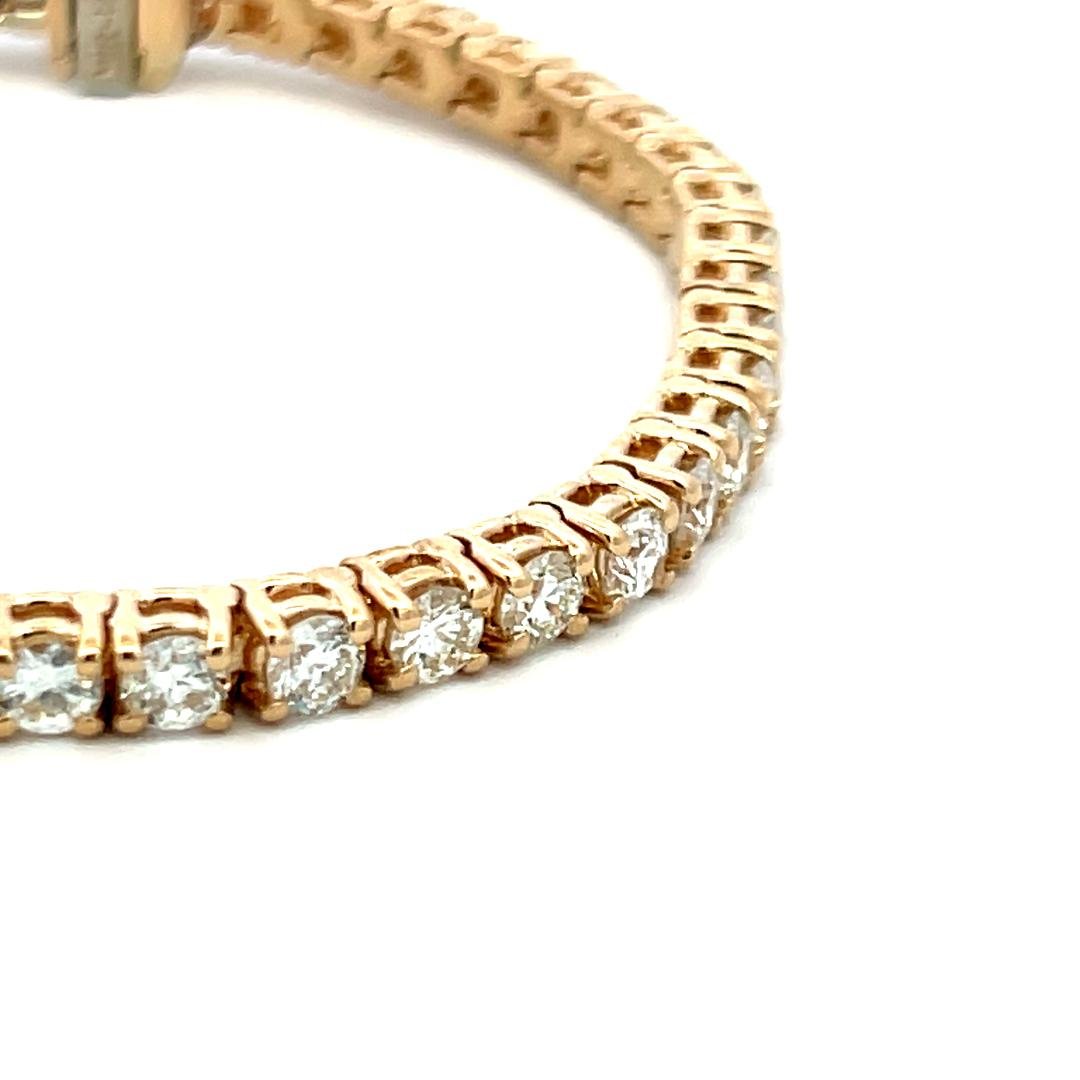 Vintage 14K White Gold Tennis Bracelet with 6.35 Carat Round G-VS Diamonds