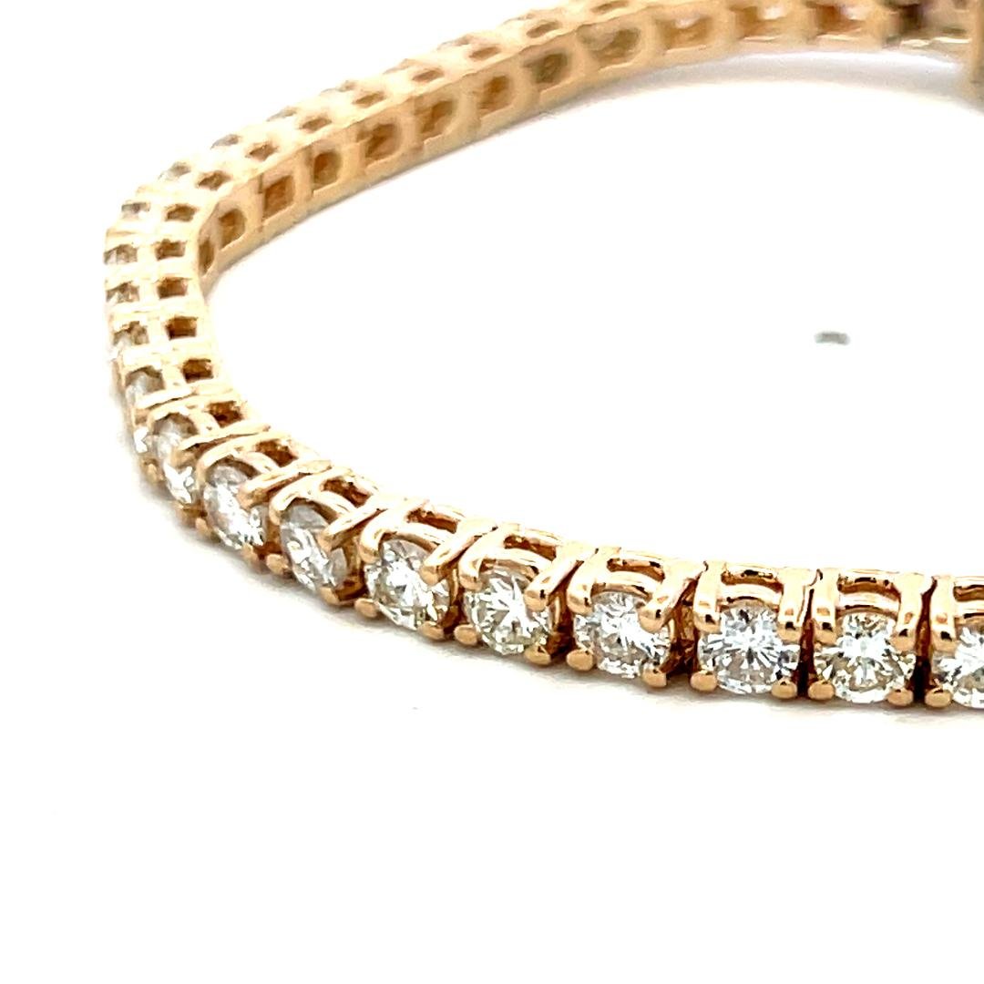 Vintage 14K White Gold Tennis Bracelet with 6.35 Carat Round G-VS Diamonds